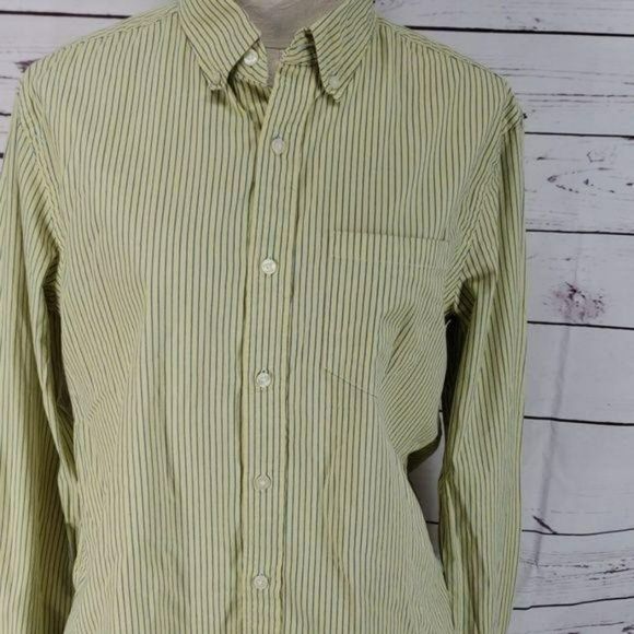 American Eagle Athletic Yellow Blue Striped Button Down Long Sleeve Shirt Size M - Picture 5 of 8